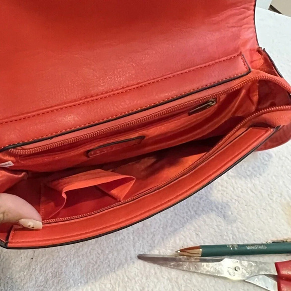 Geometric Puzzle Bag Women’s Red Orange Gold Small Rectangle Shoulder *read - Picture 16 of 16